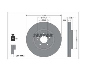 Disque de frein TEXTAR 92337103 avant, ventilé, 1 pièce