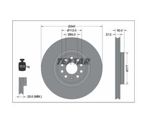 Disque de frein TEXTAR 92337405 avant, ventilé, à haute teneur en carbone, 1 pièce
