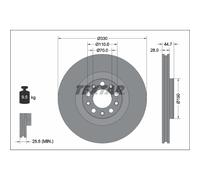 Disque de frein TEXTAR 92337905 avant, ventilé, à haute teneur en carbone, 1 pièce