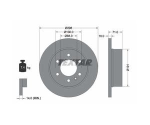Disque de frein TEXTAR 93143303 arrière, plein, 1 pièce