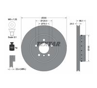 Disque de frein TEXTAR PRO+ 92265825 avant, ventilé, à haute teneur en carbone, 1 pièce