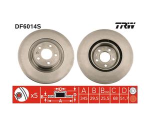 Disque de frein TRW DF6014S avant, ventilé, 1 pièce