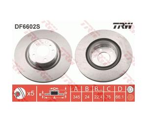 Disque de frein TRW DF6602S arrière, ventilé, à haute teneur en carbone, 1 pièce