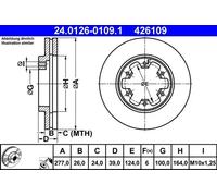Disque de frein ventilé 24.0126-0109.1 ATE pour FORD NISSAN