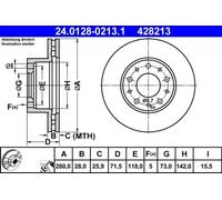 Disque de frein ATE 24.0128-0213.1 pour PEUGEOT BOXER Bus 2.0 2015-2019