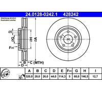 ATE Disque de frein 24.0128-0242.1 - avant ventilé - 1 pièce