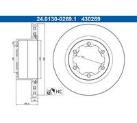 Disque de frein ventilé 24.0130-0269.1 ATE