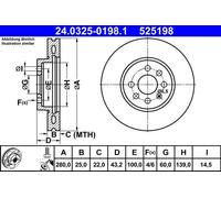 ATE Disque de frein PowerDisc 24.0325-0198.1 — 1 pièce