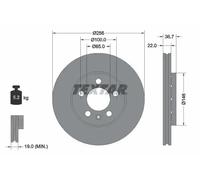 Disque de frein ventilé de l'extérieur 92082205 TEXTAR pour SEAT AUDI SKODA VW