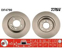 Disque de frein ventilé DF4790 TRW pour LAND ROVER RANGE ROVER SPORT I