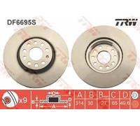 Disque de frein ventilé DF6695S TRW pour VW SEAT SKODA