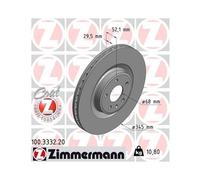 Zimmermann Disque de frein 100.3332.20 Coat Z Ventilé Avant Ø345 mm 2x pour VAG