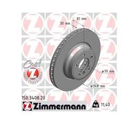 Disque De Frein Zimmermann 150.3408.20 Coat Z pour Bmw