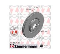 Disque De Frein Zimmermann 285.3524.20 Coat Z pour Hyundai