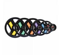 Disque de musculation Softee Modern 1.25 kg - Noir - Avec poignées de barre de 50 mm - Bague métallique