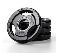 Disque de poids olympique Ø 50 mm avec 3 poignées fonte et caoutchouc 1 25 à 25 kg barre olympique