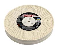 Disque de polissage des métaux en coton fin matelassé 200 x 25,4 x 10 mm - Roue de polissage pour meule de banc avec fixation pour mandrin conique pour polissage acier laiton aluminium