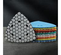 Disque de polissage diamant à sec pour disques de ponçage triangulaires de 90 mm pour granit, marbre, béton, grain 50# à 3000# (grain 1500)