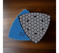 Disque de polissage diamant à sec pour disques de ponçage triangulaires de 90 mm pour granit, marbre, béton, grain 50# à 3000# (grain 50)