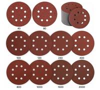 Disque de Ponçage 125mm - 80 Pièces, Papier Abrasif pour Ponceuse Excentrique avec Trous, Grits P40/P80/P100/P120/P240/P400