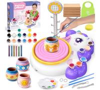 Disque de poterie pour enfants, jouet licorne pour filles de 6 à 12 ans, kit de peinture complet avec 4 argiles séchées à l'air libre, kit de poterie DIY pour débutants, cadeau d'anniversaire licorne