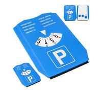 Disque de stationnement avec Gratte-Glace, 2 pièces, en Bleu, Huit Langues, Set de parcmètre avec mesureur de Profil de Pneu et jeton de Caddie, pour Voiture, Camion, Camping-Car, Parking Disc Blue