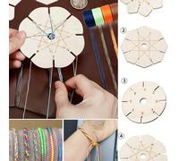 Disque de tressage de bracelet, plateau de tressage de bracelet rond en bois en forme de fleur, outil de tressage, disque de tressage de perles, fournitures de cadeaux, fabrication de bracelets d'amit