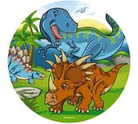 Disque décor de gâteau - DEKORA - Dinosaur - 20 cm - Blanc - Enfant