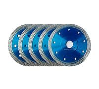 Disque Diamant 125mm, Lot de 5 Disque à Tronçonner Diamanté Ø125 x 1,2 mm x 22,23 mm, pour Meuleuse d'angle, Coupe de Porcelaine, Carrelage, Granit, Marbre, Céramique, Béton Renforcé, Bleu