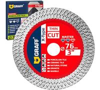 Disque Diamant 76 mm x 10 mm pour Carrelage - Disque Diamant 76 mm pour Carrelage, Grès Cérame, Céramique et Pierre Naturelle - Extra Fin 1,3 mm - Disque à Tronçonner pour Meuleuse d’Angle GRAFF