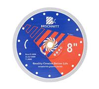 Disque Diamant Carrelage 200mm- BRSCHNITT Disque à Tronçonner Diamante Lame de Scie avec X Maille Turbo pour Porcelaine Tuile Marbre Céramique Granit.