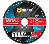 Disque diamant GRAFF® Black 125mm / 115mm pour Meuleuse, Disque à Tronçonner pour Métal à Paroi Fine, Angle Métallique, Tubes et Profilés Métalliques (125 mm)