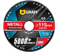 Disque diamant GRAFF® Black 125mm / 115mm pour Meuleuse, Disque à Tronçonner pour Métal à Paroi Fine, Angle Métallique, Tubes et Profilés Métalliques (115 mm)