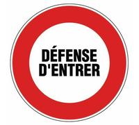 Disque d'interdiction rouge - diamètre 300 mm - Interdit entrer NOVAP
