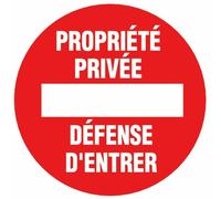 Disque d'interdiction rouge - diamètre 300 mm - Propriété privée NOVAP