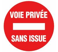 Disque d'interdiction rouge - diamètre 300 mm - Voie privée NOVAP