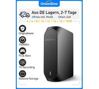 Disque dur externe 18 To de UnionSine | Jusqu'à 270 Mbit/s | Pour l'enregistrement TV, PS4/PS5 et comme centre multimédia | Compatible avec PC, Mac 16TB