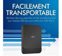 Disque dur externe - LACIE - Portable 500Go SSD - USB-C - Service de récupération de données inclus