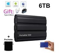 Disque Dur Externe SSD Portable 6TB 6To Noir Haute Vitesse avec OTG Type-C Micro + Pochette Sac de Stockage en Tissu