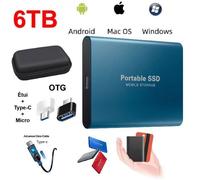 Disque Dur Externe - WOSHITE - SSD Portable 6TB - OTG Adaptateur - Étui de Protection - USB 3.0