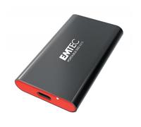 Emtec Disque SSD Externe X210 Elite 1To - Rétrocompatible USB 3.2 Gen1 et 2.0 - Technologie 3D NAND Flash - Câble USB-C 3.2 Gen2 vers USB-A et Coque de Protection Silicone Inclus Noir