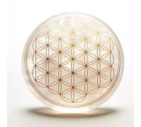 Disque en Sélénite Fleur de Vie avec Gravure dorée - Idéal pour recharger Les minéraux!