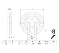 Disque Frein Axial Arrière pour Cadillac Chevrolet Opel Saab 9-5 Insignia Mali