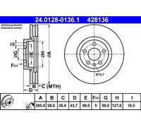 Disque Frein Axial Avant pour Citroën Fiat Lancia Peugeot 807 C8 Expert, Jumpy