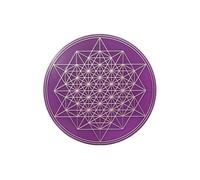 Disque Grille de 64 tétraèdres et fleur de vie - Disque équilibrant 10 cm à 2 faces cuivre plaqué or, graine initiale de la géométrie de l'univers - Disque héliquantix