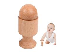 Disque Main à Main Bébé - Aide à la Coordination Oeil-Main en Bois de Hêtre | Coquetier rond en forme de cube pour l'apprentissage précoce des tout-petits | Texture lisse, sûre et durable pour garçons