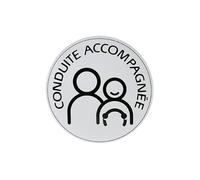 DISQUE SIGNALITIQUE ELECTROSTATIQUE CONDUITE ACCOMPAGNEE AUTO MOTO STICKER AUTO COLLANT UV EAU CSK C4 PRO A NEUF NEW CAR VOITURE