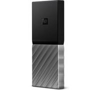 WD My Passport SSD WDBK3E2560PSL - SSD - chiffré - 256 Go - externe (portable) - USB 3.1 Gen 2 (USB-C connecteur) - AES 256 bits - dessus noir avec dessous gunmetal (gris métallisé moyen) Dessus noir et dessous gris métallisé