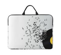 Disque Vinyle déchiré et Notes de Musique Volant dans Les airs,Housse pour Ordinateur Portable 14 Pouces, Sacoche pour Ordinateur Portable, Mallette avec poignée