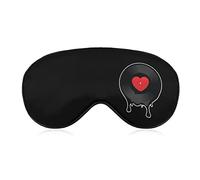 Disque vinyle fondu avec masque pour les yeux en forme de cœur, couvre-yeux doux, bloquant les lumières, bandeau avec sangle réglable pour la sieste de voyage